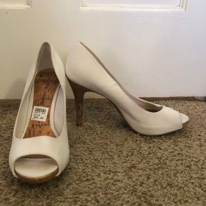 White Heels with Cork Heel